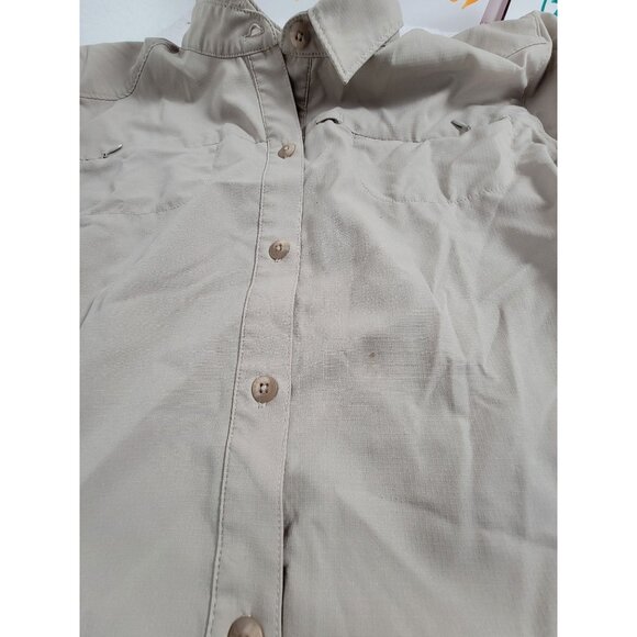 REI Womens Beige Long Sleeve Button-Up Shirt Large Lightweight Outdoor Hiking - Picture 8 of 8